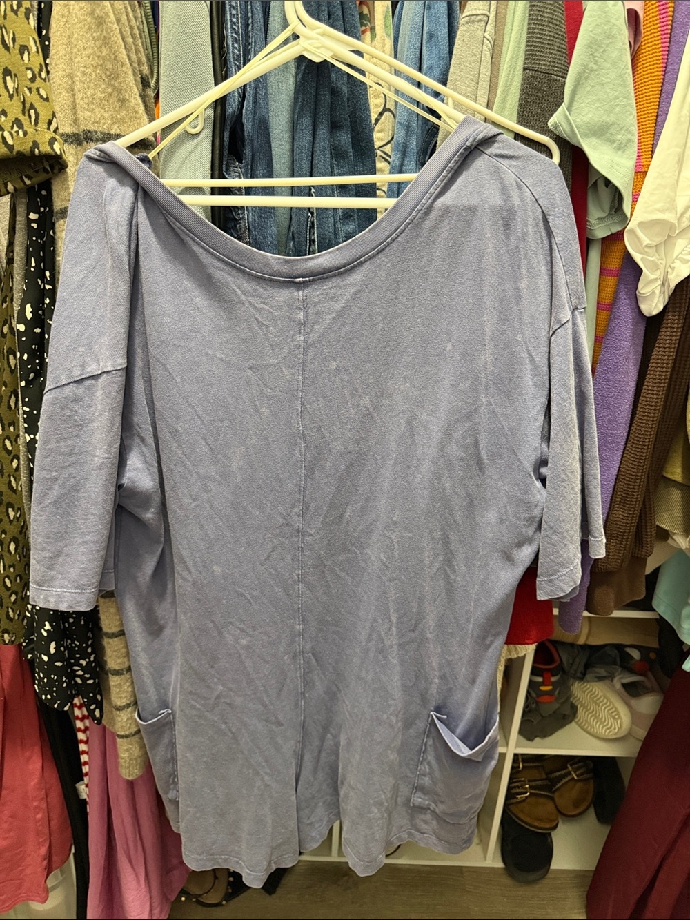 Double Zero Lavender Short-Sleeve Romper with Pockets